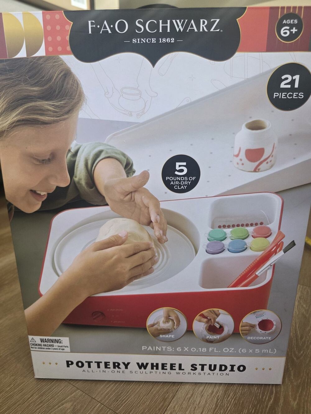 FAO Schwarz Pottery Wheel Studio 21pc 5LB Air Dry Clay Kids Craft NEW